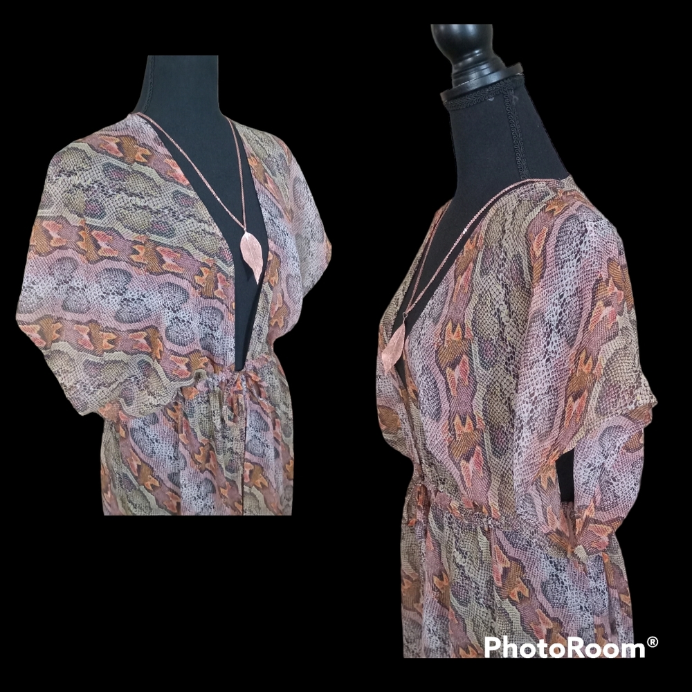 Echo Women's Python Print Open Front Midi Caftan … - image 5